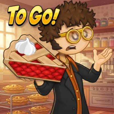 Baker carrying a finished cherry pie